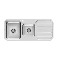 Phoenix Tapware 1000 Series 1 and 3/4 Left Hand Bowl Kitchen Sink with Drainer & Taphole Stainless Steel 300-5111-50