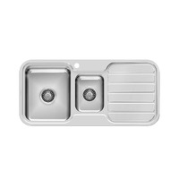 Phoenix Tapware 1000 Series 1 and 1/3 Left Hand Bowl Kitchen Sink with Drainer Taphole Stainless Steel 300-4111-50