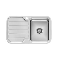 Phoenix Tapware 1000 Series Single Right Hand Bowl Kitchen Sink With Drainer & Tap Hole Stainless Steel 300-1211-50