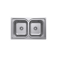 Fienza Tiva 780 Double Bowl Kitchen Sink No Tap Hole 19 Litres Stainless Steel 68108