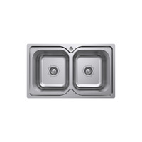 Fienza Tiva 780 Double Bowl Kitchen Sink One Tap Hole 19 Litres Stainless Steel 68108-1
