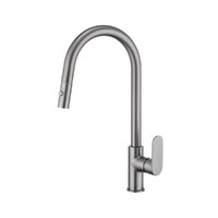 Brasshards Mixx Saffronn Gooseneck Pull Out Kitchen Sink Mixer Tap Gun Metal Lead Free 11SL987GLF