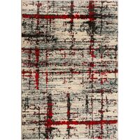 MOS Rugs Floor Area Rug  ICONIC 200 x 290 SUPER GREY RED C09465/SPGREYRED