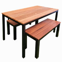 Dining Table and Bench Seats Galvanised Powder Coated Black 1200mm Wide Setting Beer Garden Outdoor Furniture Set