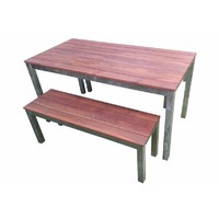 Dining Table and Bench Seats 3 Piece Setting Beer Garden Outdoor Furniture Set 1500mm Wide Galvanised