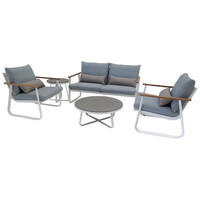 Shelta 5 piece Casual Setting Lounge Seating Aluminium Outdoor Furniture Bianca