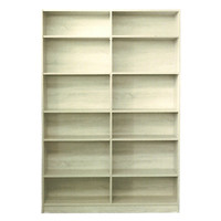  6 Shelf Bookcase Bookshelf 1795mm x1205mm x 336mm Melamine Natural Oak