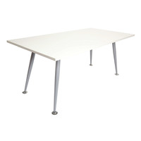 RapidLine Boardroom Meeting Table Rectangular Span Retro Silver Frame 1800mm x 750mm White