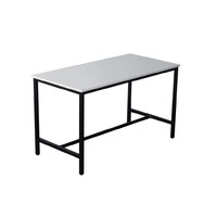 Rapidline Bar High 1800mm Work Table Black Powdercoated Metal & White Melamine Top HBT189