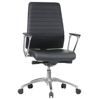 Style Ergonomics Leather Executive Seating Medium Back Adjustable Black ENZO-L