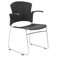 Style Ergonomics Exam Classroom Seating Stackable Black Plastic Chair with Arms Focus FOC-1A