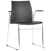 Style Ergonomics Exam Classroom Seating Stackable Black Plastic Chair with Arms VINN VINN-BA