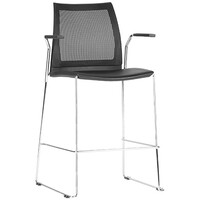 Style Ergonomics Art Classroom Seating Black Mesh Back Plastic Chair with Arms VINN VINN-MB-STA
