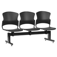 Style Ergonomics Beam Seating Visitors Chair 3 Seats Welded Frame Black FOCUS F-BEAM-3