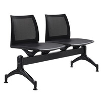 Style Ergonomics Beam Seating Visitors Chair 2 Seats Heavy Duty Frame Mesh Back Black VINN V-BEAM-2M