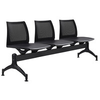 Style Ergonomics Beam Seating Visitors Chair 3 Seats Heavy Duty Frame Mesh Back Black VINN V-BEAM-3M