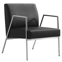 Style Ergonomics Visitors Chair Armchair Lounge Seating 1 Seater Black PU RIVET-1
