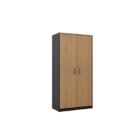 Office Full Door Lockable Cupboard Premier Stationary Cabinet 1800mm H x 900mm W Regal Walnut and Charcoal
