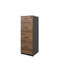 Filing Cabinet Lockable 4 Drawer Premier Office Furniture Storage 1320mm H x 468mm W Regal Walnut and Charcoal