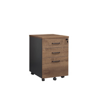 Mobile Office Desk Pedestal 2 Drawer 1 File Premier Furniture Addition 468 x 510mm Regal Walnut and Charcoal