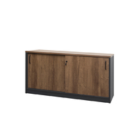 Sliding Door Buffet Lockable Cupboard Premier Office Furniture Cabinet 720mm H x 1500mm W Regal Walnut and Charcoal