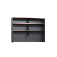 Overhead Hutch Premier Office Furniture Desk Top Shelving 1080mm H x 1500mm W Regal Walnut and Charcoal