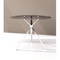 Round Meeting Table Aluminium Legs Office Furniture Conferance 900mm W Forza Glass