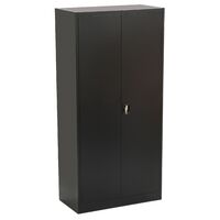 Office 2 Door Stationery Lockable Cupboard Cabinet 1850mm H x 900mm W Black GOPK-ST1809BK