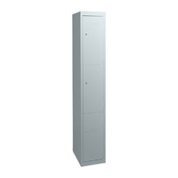Statewide Metal Locker Office Storage Cabinet Steel School Lockable 3 Door 300mm W 1800mm H 450mm D SL3 Light Grey