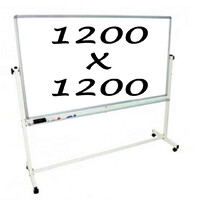 Whiteboards Direct Mobile Whiteboard Double Sided 1200 X 1200mm Pivoting Commercial Magnetic Writing Board