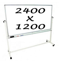 Whiteboards Direct Mobile Whiteboard Double Sided 2400 X 1200mm Pivoting Commercial Magnetic Writing Board
