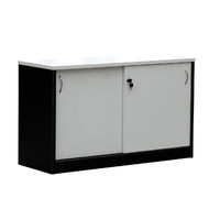 Sliding Door Buffet Lockable Cabinet 1200mm W Charcoal White