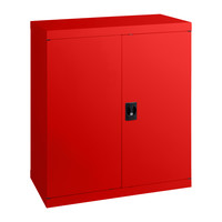 Statewide Stationery Cupboard Steel Adjustable 2 Shelves 2 Door 1020mm High Lockable Cabinet Economy Signal Red
