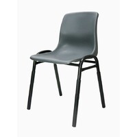 Plastic Metal Stacking Chair for School Hall Site Office Dark Grey