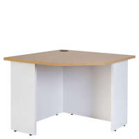 Corner Student Desk 900 (W) x 750 (D Home Office Workstation Logan  White Frame Oak Top CW759