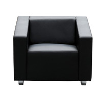 Leather Arm Chair 1 Seater Visitors Waiting Room Seating Cube Black