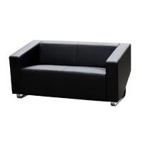 Leather 2 Seater Sofa Visitors Lounge Waiting Room Seats Cube Black