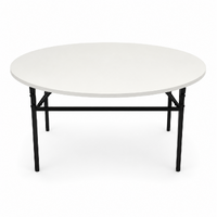 1800mm Round Boardroom Meeting & Banquet Table White Melamine Top & Black Folding Legs