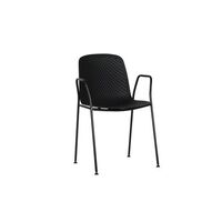 Outdoor Chair with Arms Perforated Contoured Shell UV Stabilised Flex Back 4 Leg Moli Black M4BA-23