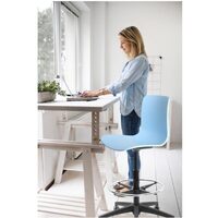 Drafting Chair 1040mm High Black Nylon Base on Castors Flex Poly Seat Acti Pale Blue A5L-06