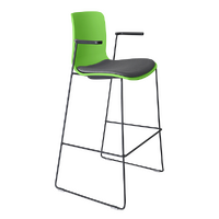 Bar Stool 760 High with Arms Stacking Sled Base Powder Coated Frame Flex Poly Seat Acti Green ACB-21-754