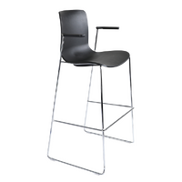 Bar Stool 760 High with Arms Stacking Sled Base Chrome Frame Flex Poly Seat Acti Black ACC-23
