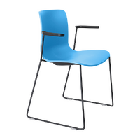 Class Room Sled Chair with Arms Stacking Powder Coated Black Frame Flex Poly Seat Acti Ocean Blue ARB-07