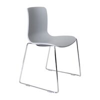 Meeting Room Sled Chair Stacking Chrome Frame Flex Poly Shell Acti Light Grey ASC-09