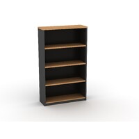 4 Level Adjustable Shelves Open Bookcase 1500m x 900mm Beech / Charcoal OM-BC159