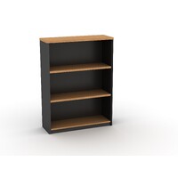 3 Level Adjustable Shelves Open Bookcase 1200m x 900mm Beech / Charcoal OM-BC129