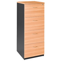 Filing Cabinet Office File Storage Lockable 4 Drawer Office Charcoal Beech