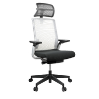 Match Office Desk Chair High Mesh Back with Arms and Head Rest White