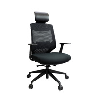 Vogue Black Office Desk Chair Mesh Back with Arms & Headrest High Back 
