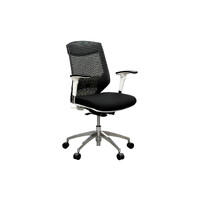 Vogue Black Office Desk Chair Mesh Back with Arms Medium Back White Frame  